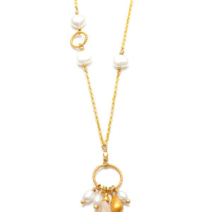 Forgyldt ankerkæde med Perler og Perlemor