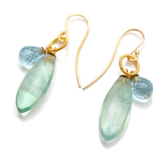 Øreringe med blågrøn Fluorit og Topas